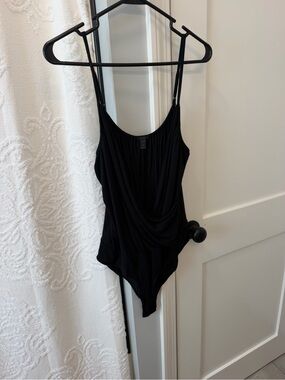 Jcrew Black Draped Low Cut Bodysuit